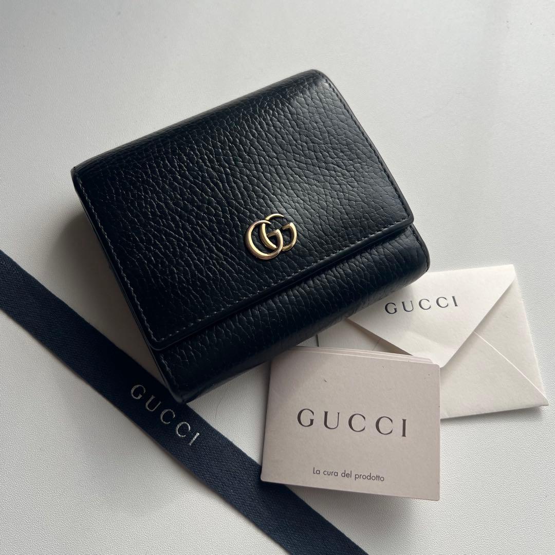 10 極上美品 GUCCI グッチ マーモント 2つ折り財布