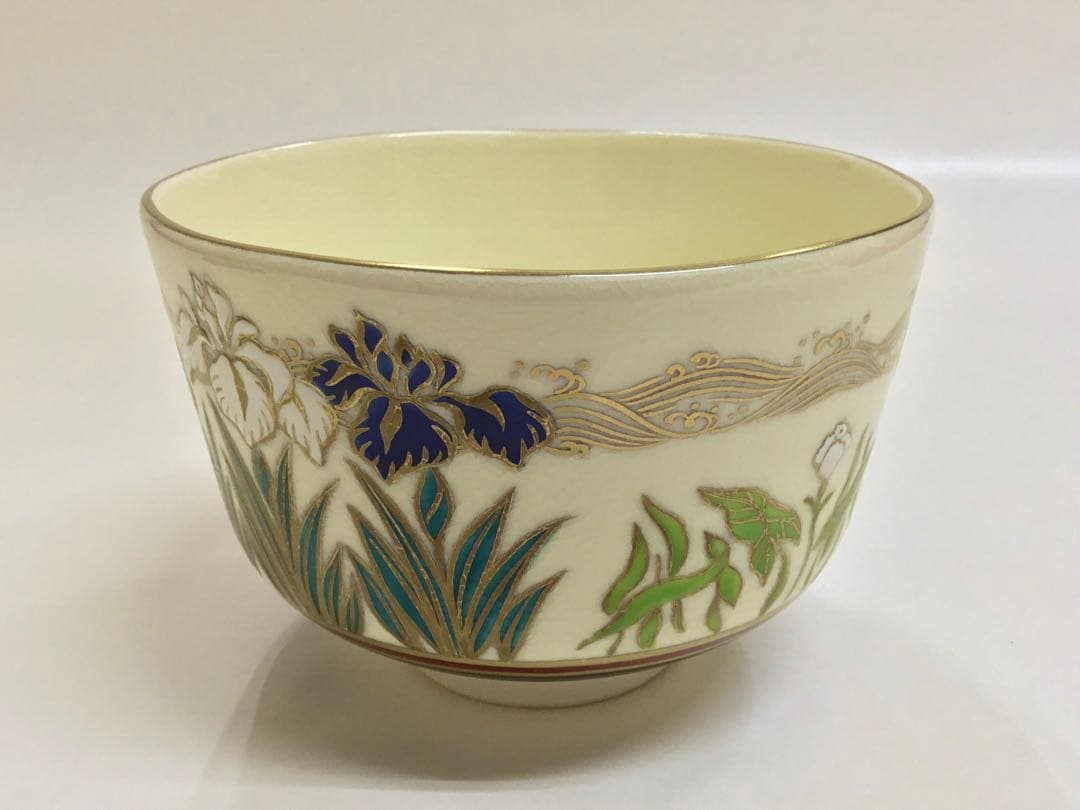 茶道具 杉田眞龍 茶碗 杜若 小判印 清閑寺窯 新品