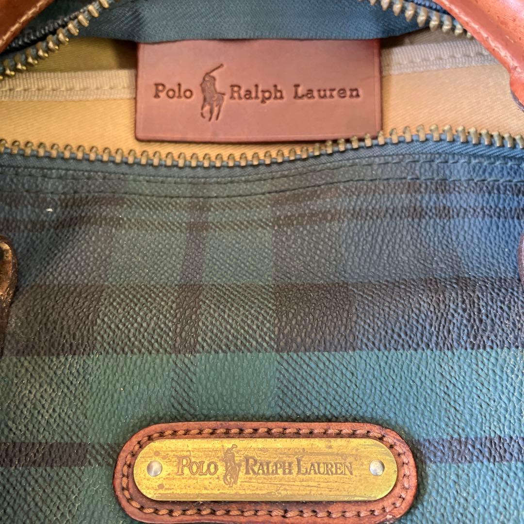 ラルフローレン　ボストンバッグ　チェック柄　PVC　3943