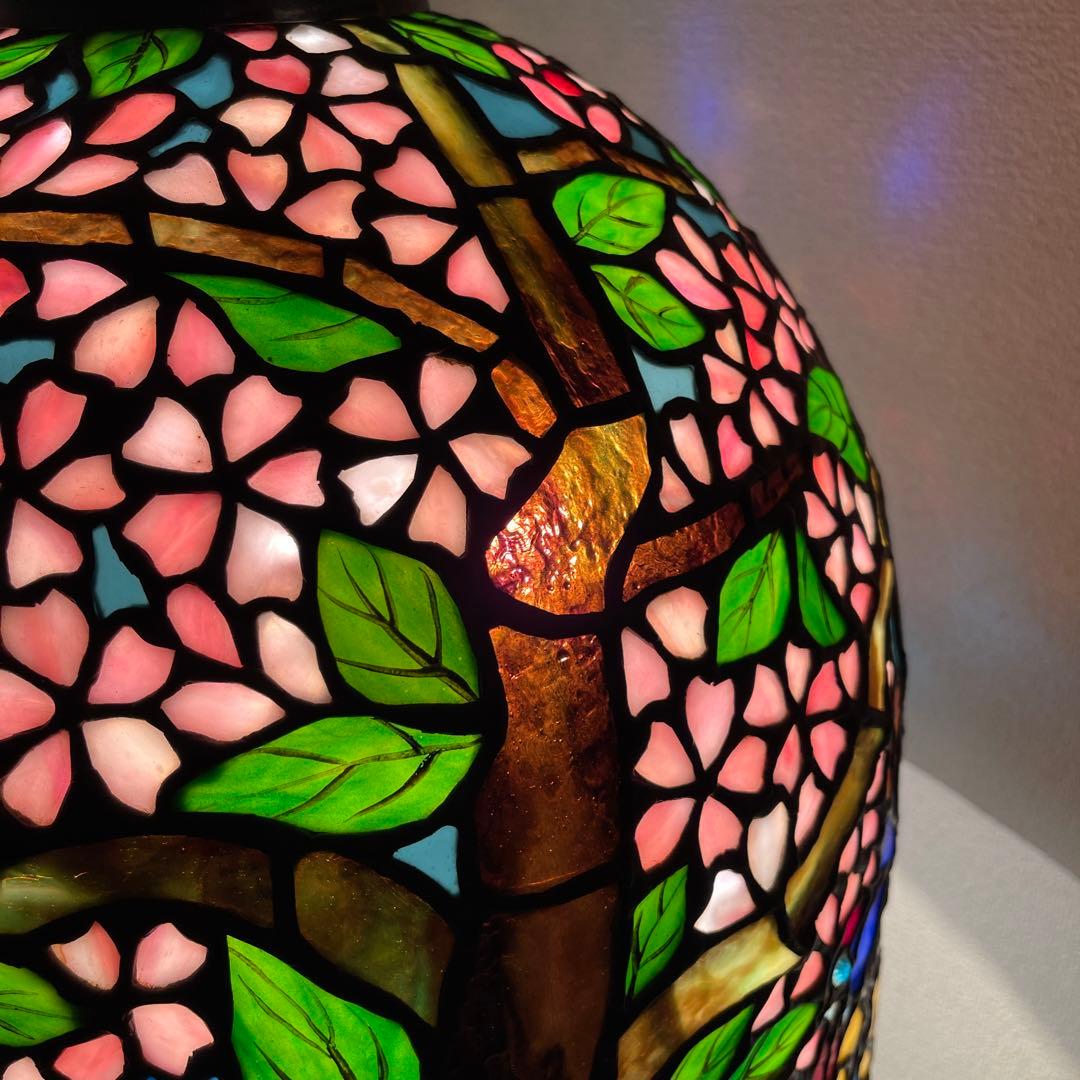 極美品　特大フロア ステンドグラスランプ　ハンドメイド