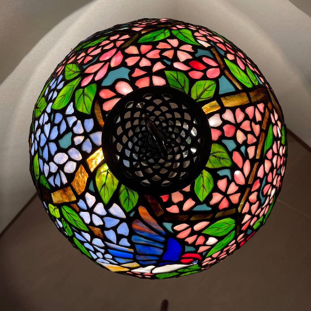 極美品　特大フロア ステンドグラスランプ　ハンドメイド