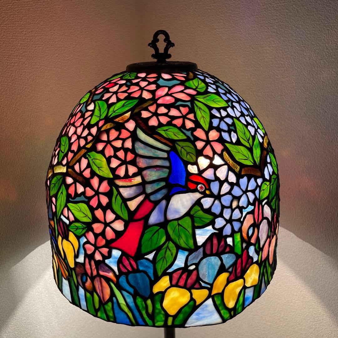 極美品　特大フロア ステンドグラスランプ　ハンドメイド