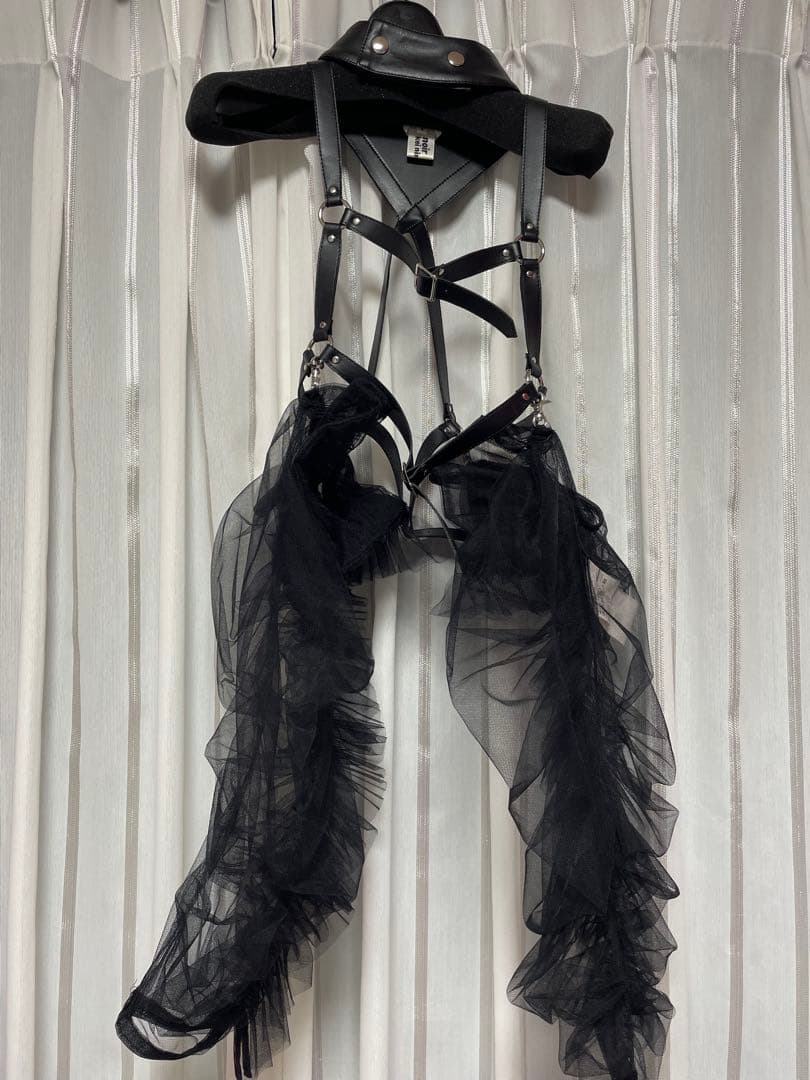 noir keininomiya チュールスリーブ レザートップ　ハーネス