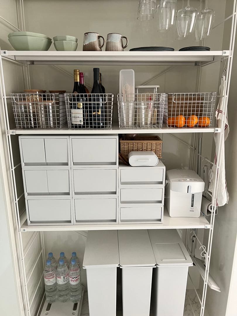 都内配送-送料別)無印良品ホワイト スチールシェルフ 4段収納 収納ボックス付