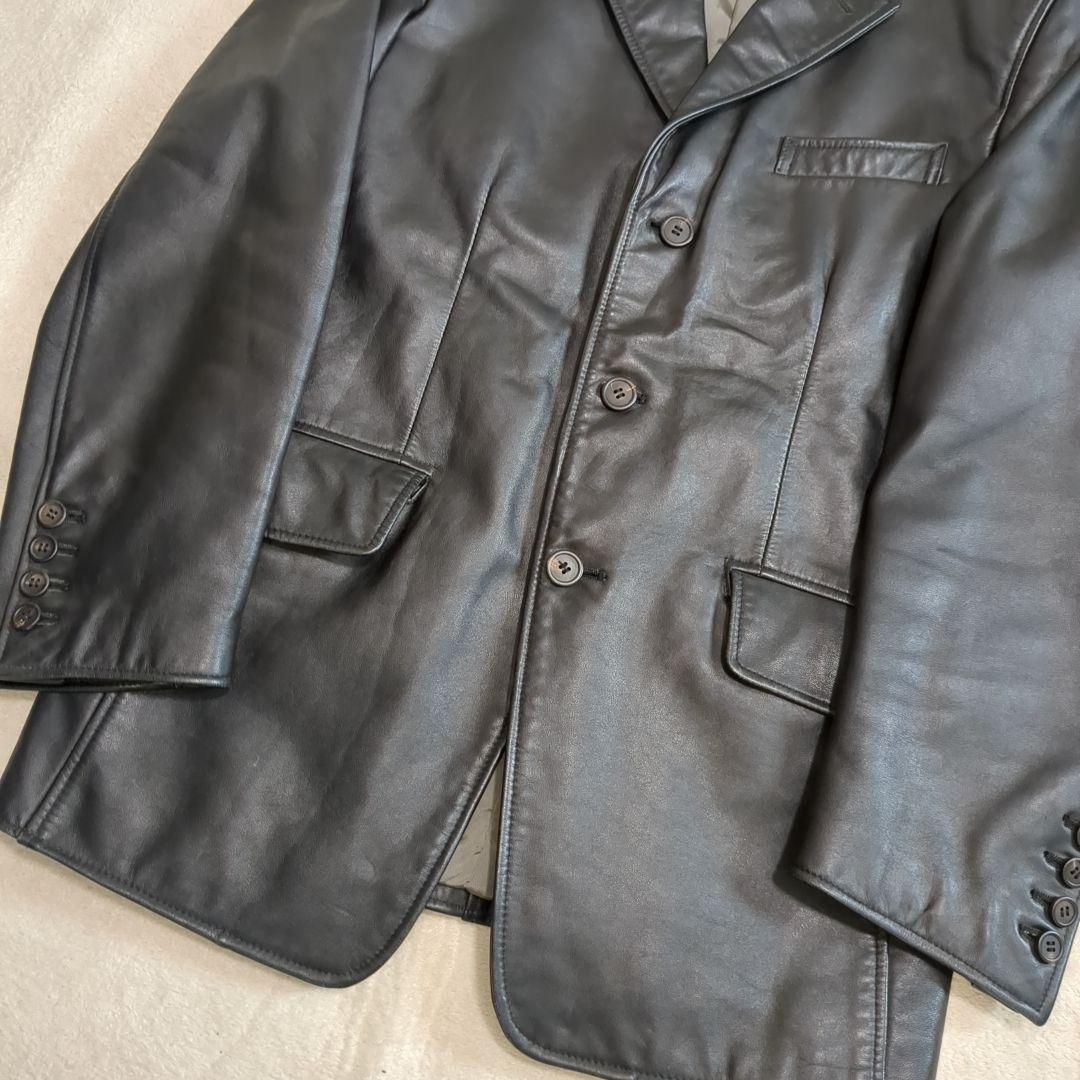 美品 ポールスミス カウレザー テーラードジャケット 牛革 ブラック Mサイズ