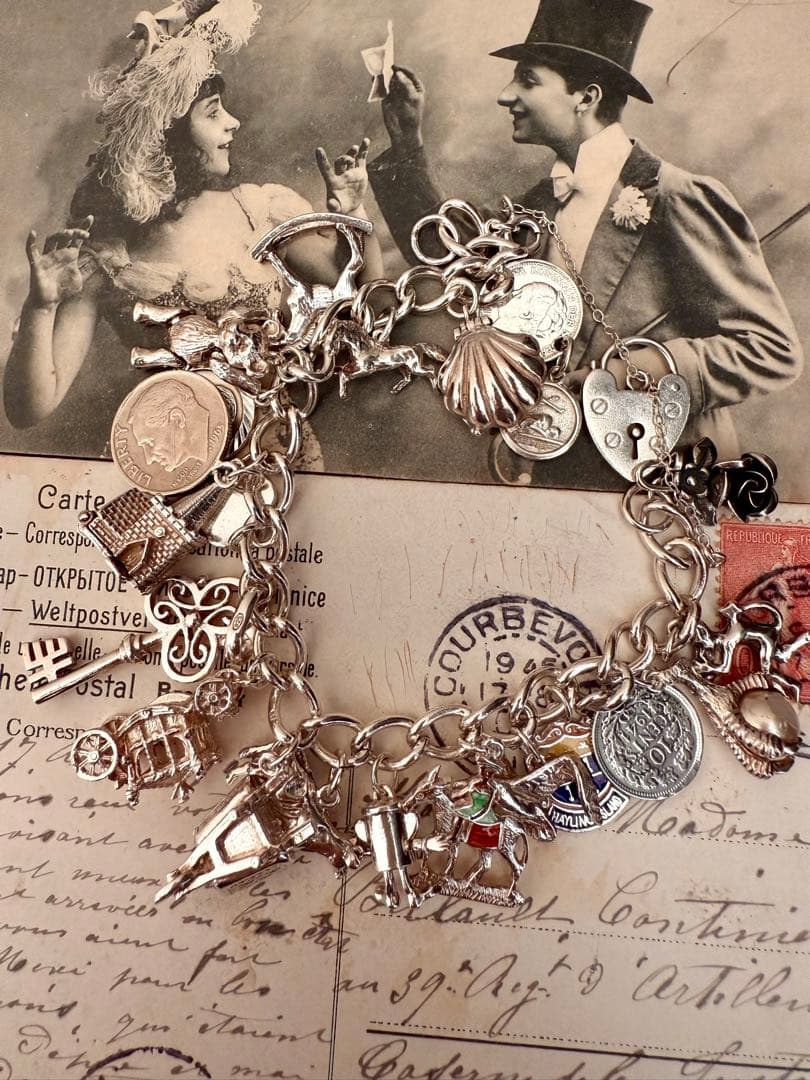 専用　イギリス　アンティーク　ビンテージ　シルバー　チャーム　ブレスレット