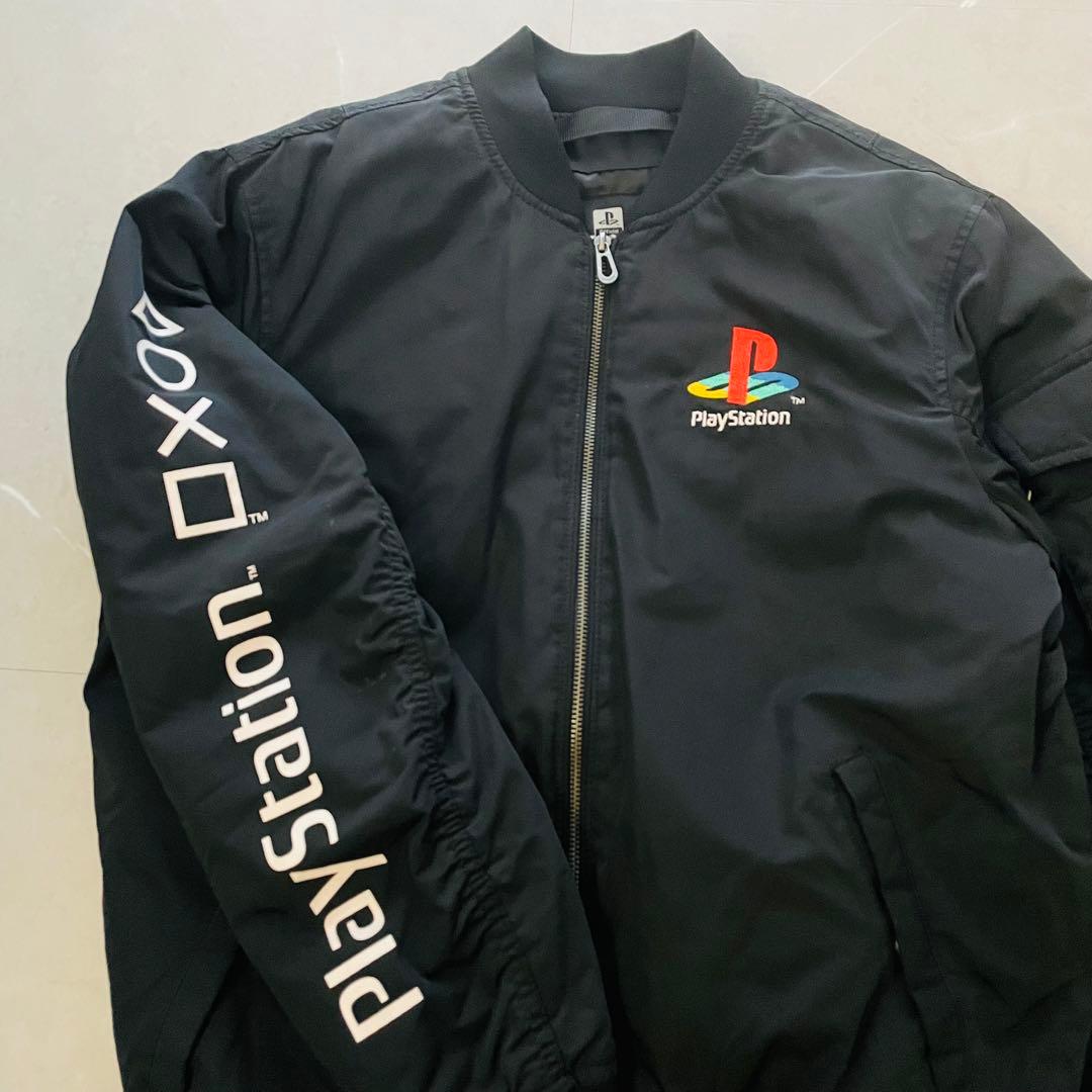 PULL&BEAR プレイステーション　胸元刺繍　 MA-1 ブラック　M