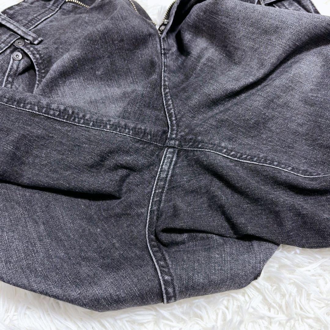 未使用級✨ヤヌーク LEA ボーイズストレート デニムパンツ ユーズドブラック