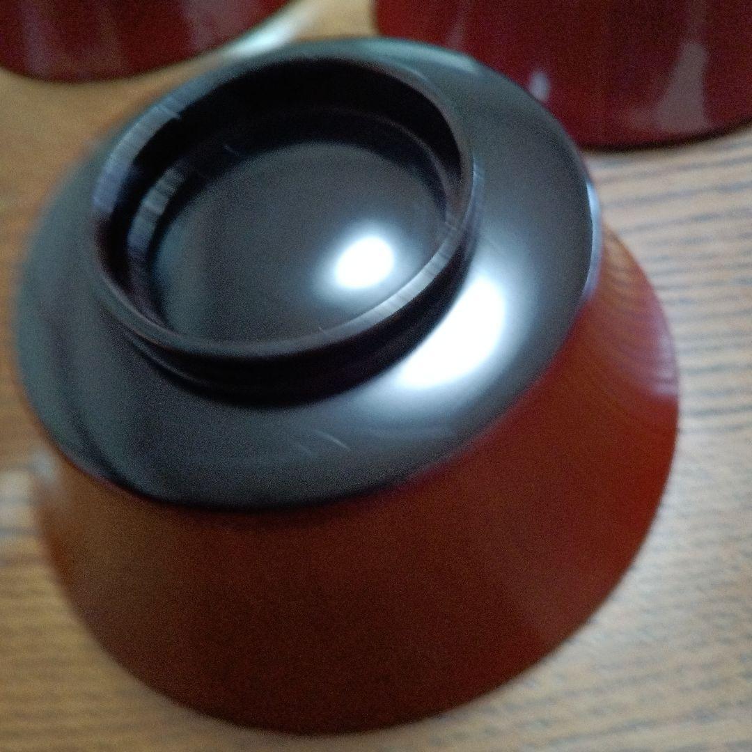 珍しい形の漆器椀　飯椀か煮物椀　かなり昔の物。6個