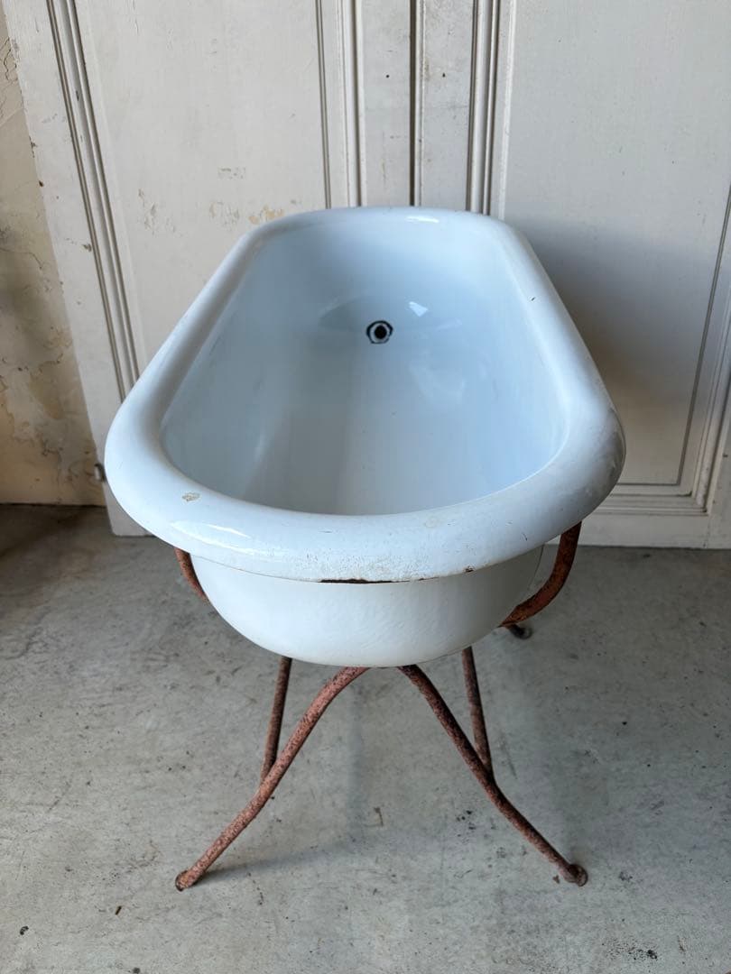 ベビーバス　アンティーク　ホーロー