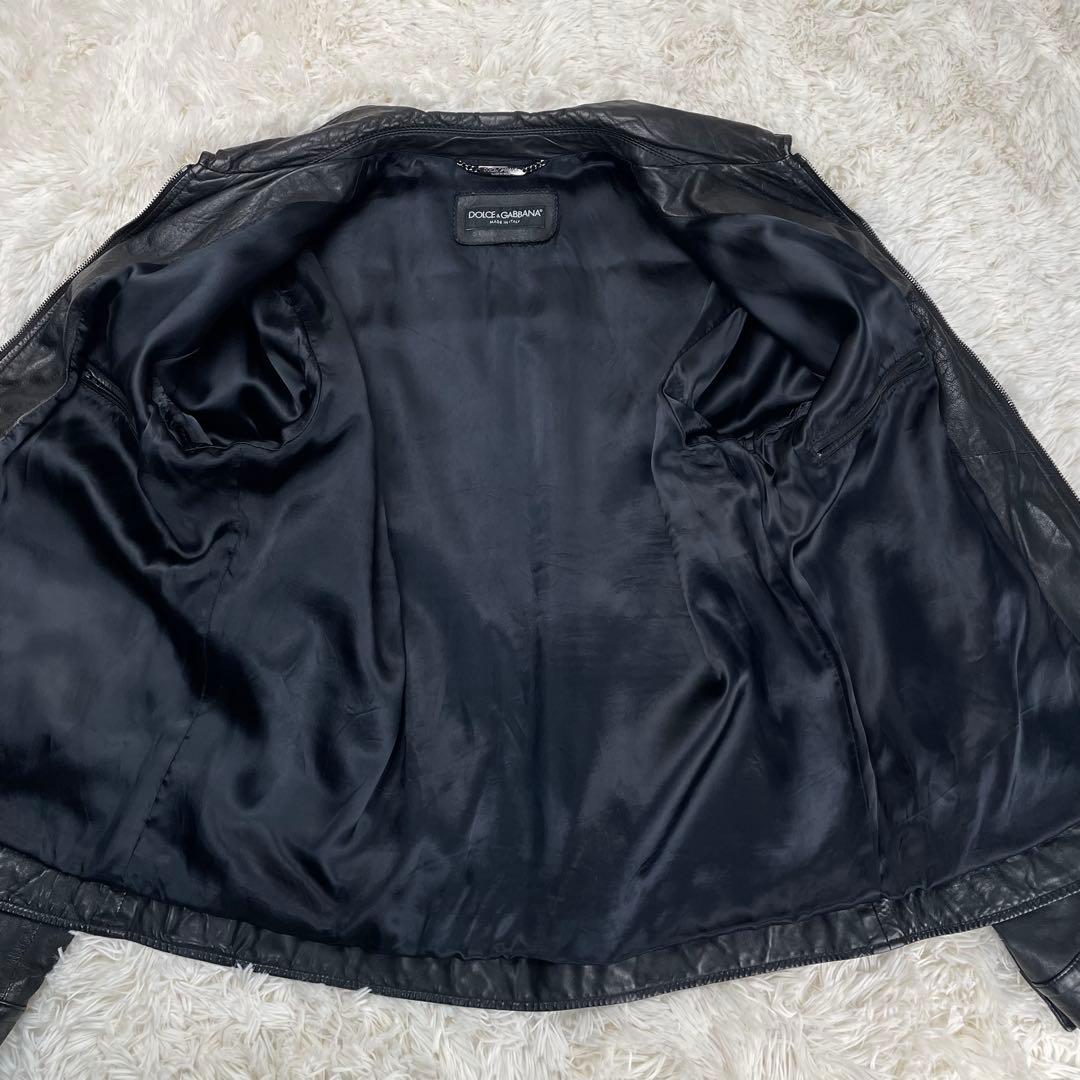 希少✨大きいサイズ ドルチェ&ガッバーナ レザージャケット ラムスキン 黒