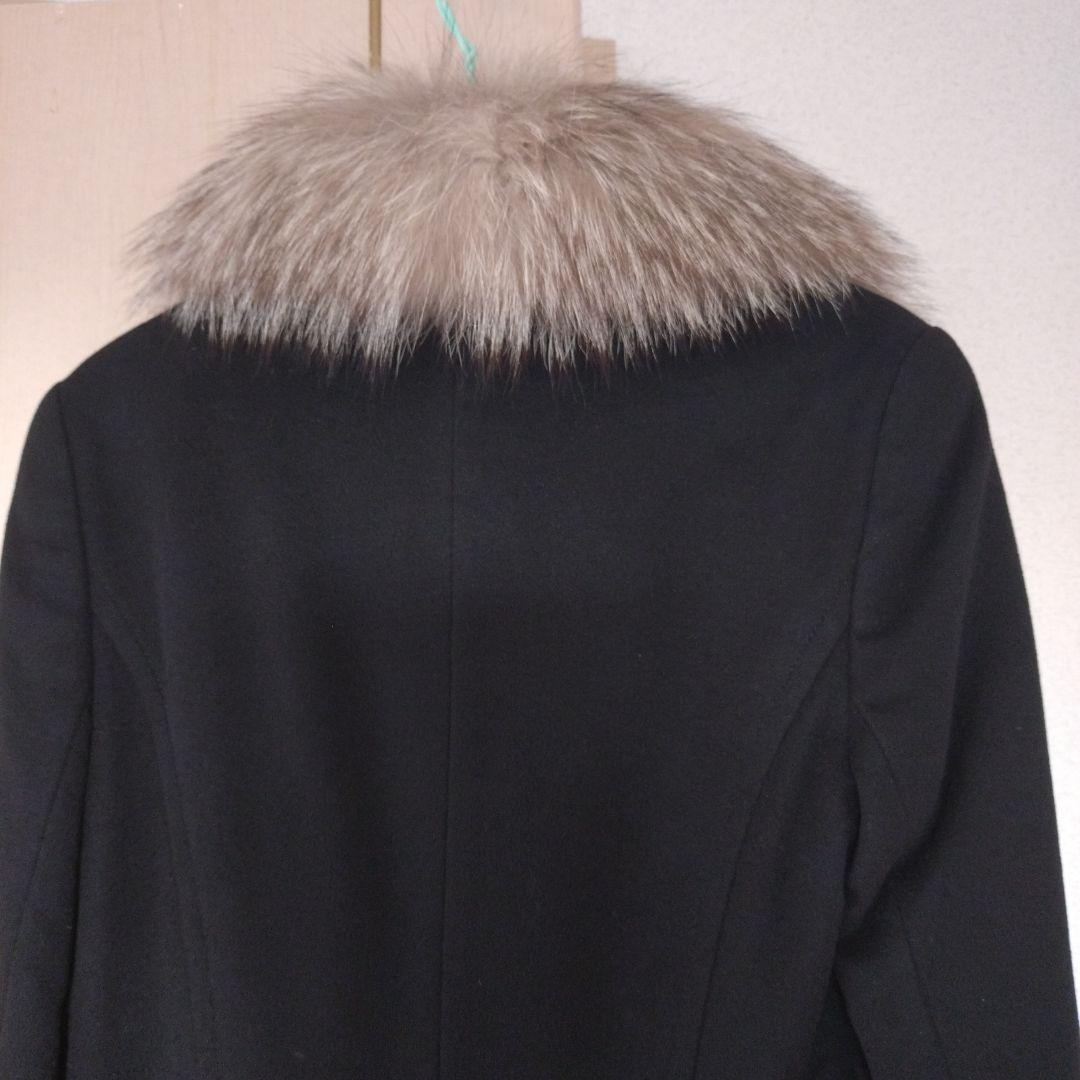 美品　セオリーリュクス　カシミヤロングコート　フォックスファー