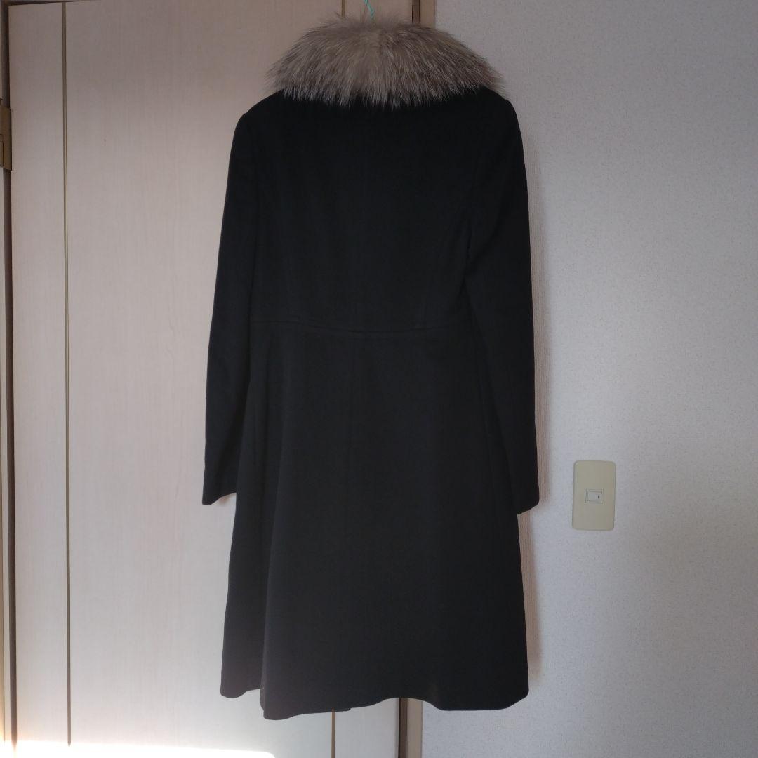 美品　セオリーリュクス　カシミヤロングコート　フォックスファー