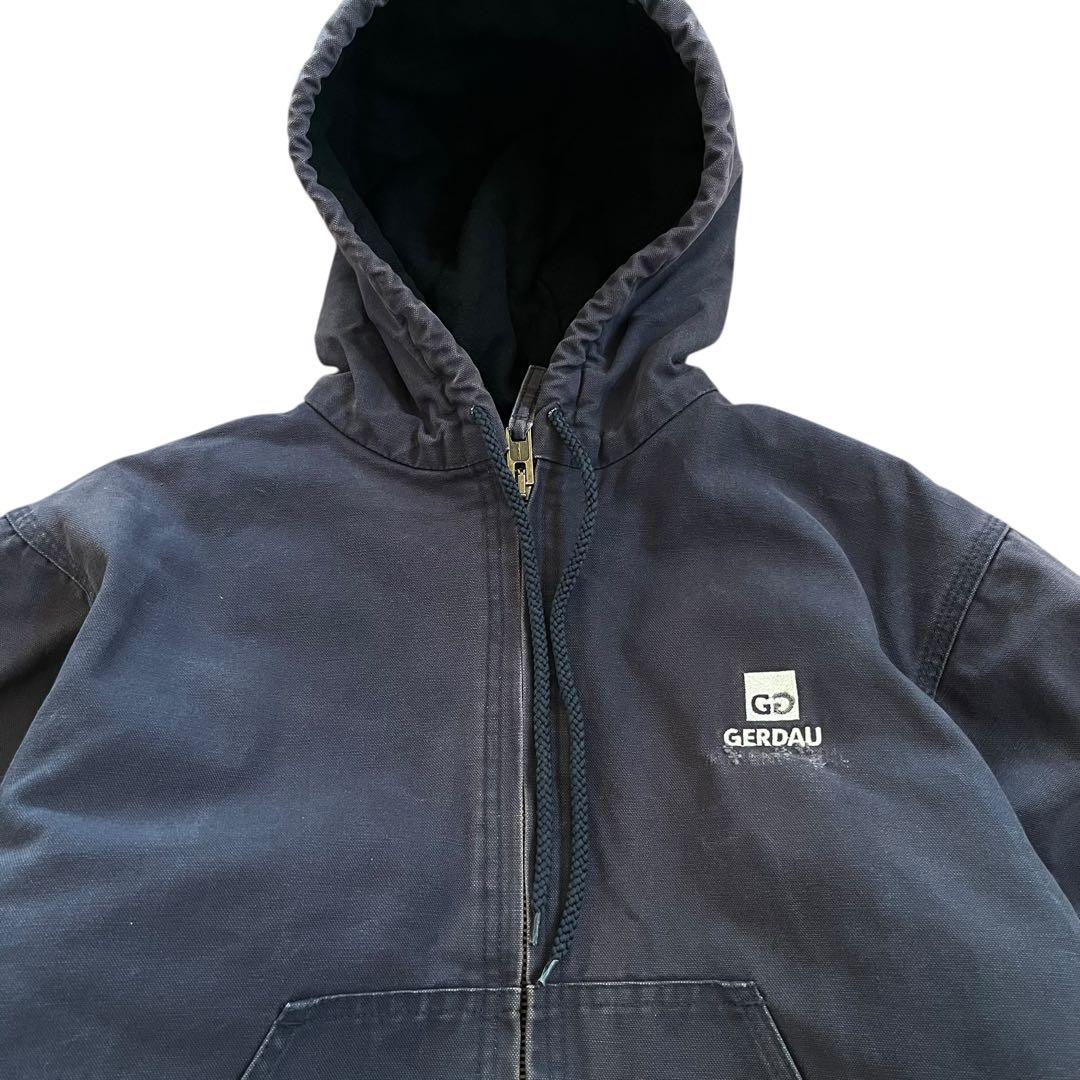 BERNE アクティブジャケット 企業ロゴ M フェード ダック地 短丈 古着