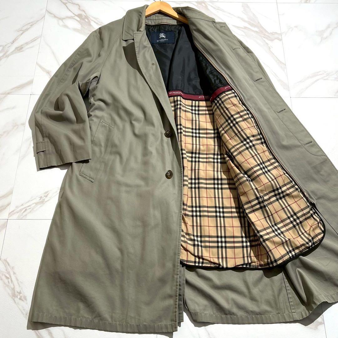 美品✨バーバリー ステンカラーコート XLサイズ ノバチェック ライナー カーキ