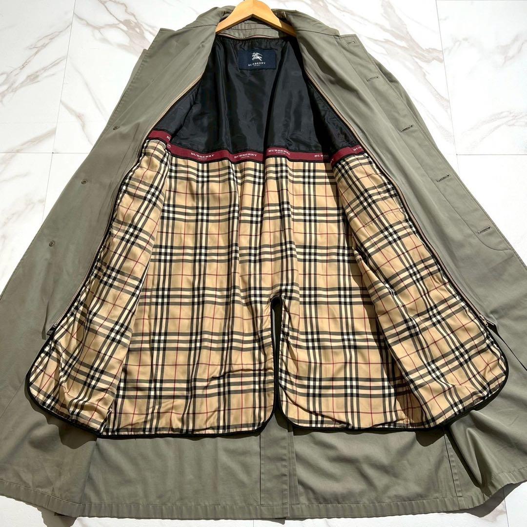 美品✨バーバリー ステンカラーコート XLサイズ ノバチェック ライナー カーキ
