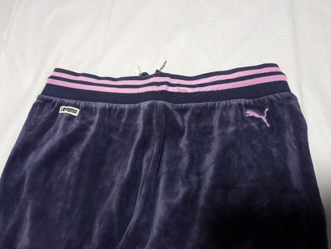 【PUMA】希少00sラインストーンロゴ・ベロア生地セットアップ　パープル