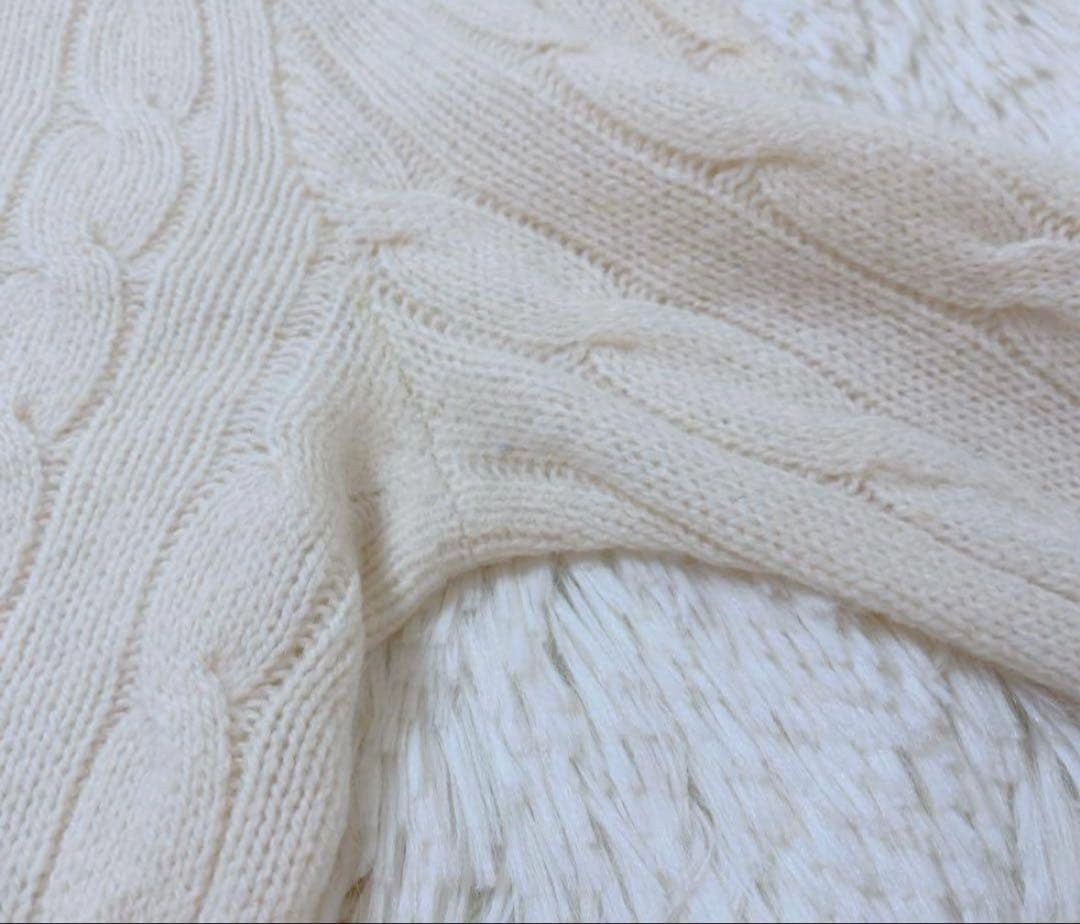 ポロラルフローレンカシミヤ混ケーブルニット　アイボリー　S