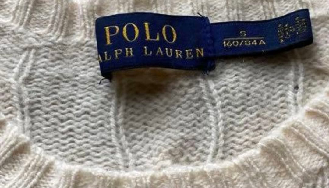 ポロラルフローレンカシミヤ混ケーブルニット　アイボリー　S