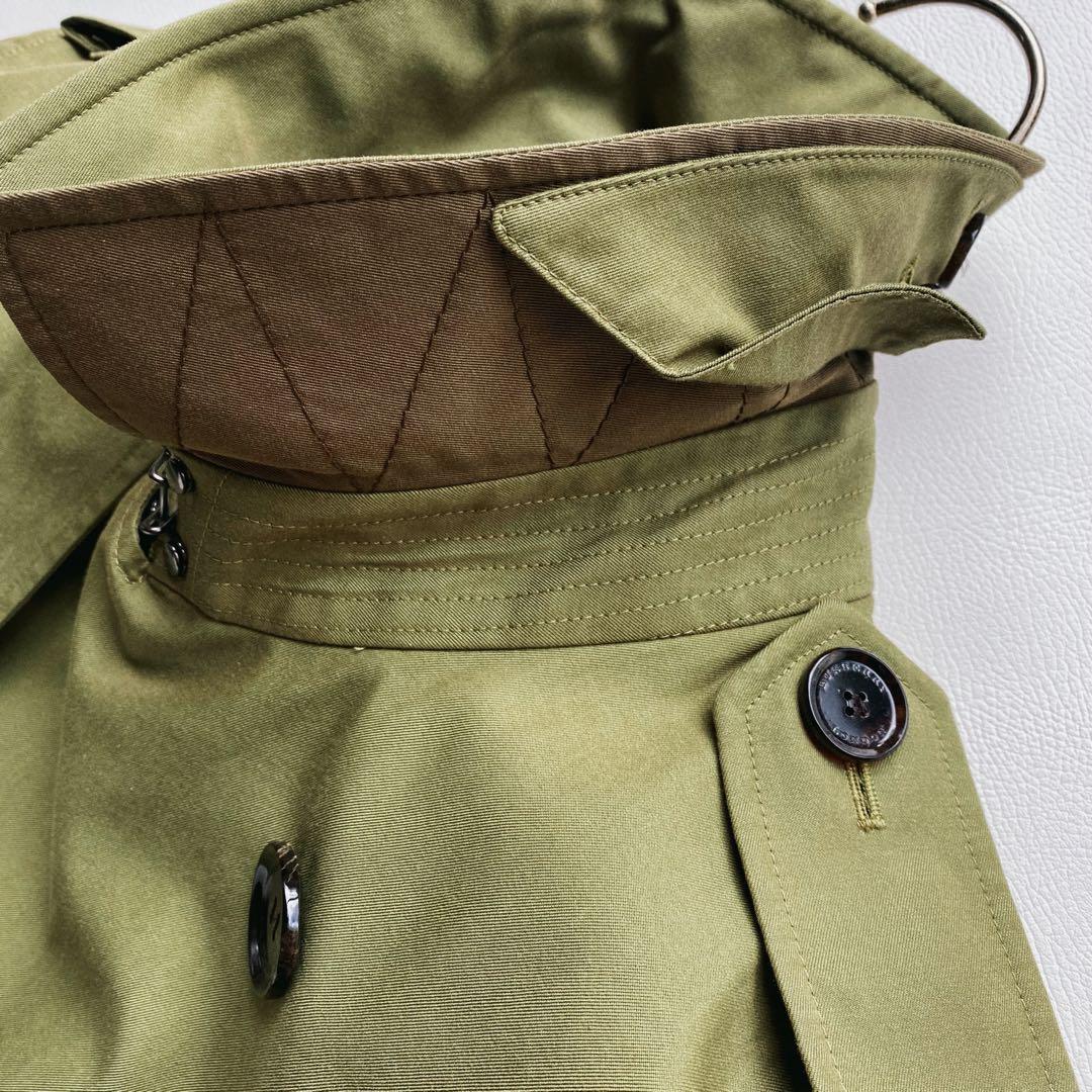 【未使用級/メガチェック】バーバリーロンドン トレンチ 46R カーキ