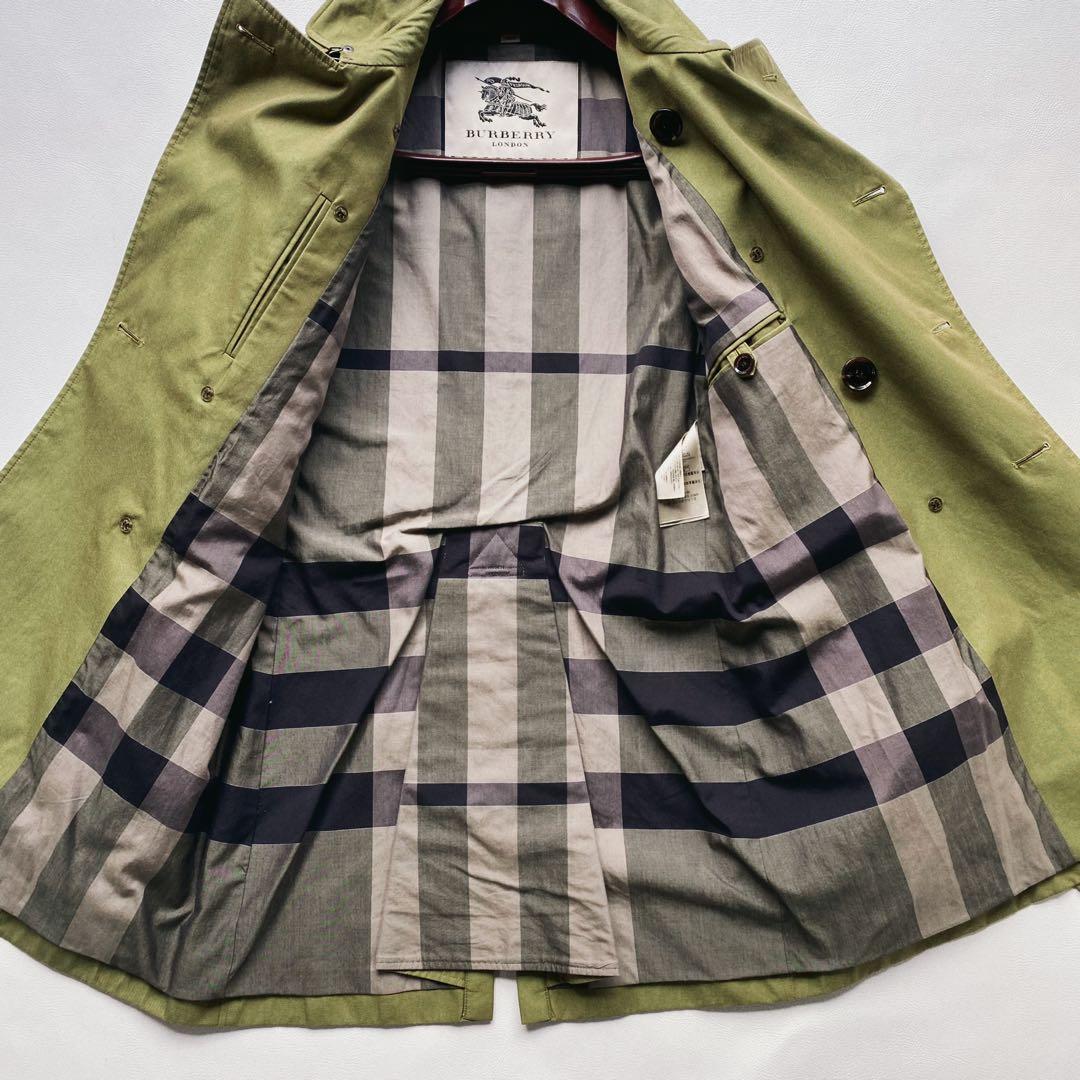【未使用級/メガチェック】バーバリーロンドン トレンチ 46R カーキ