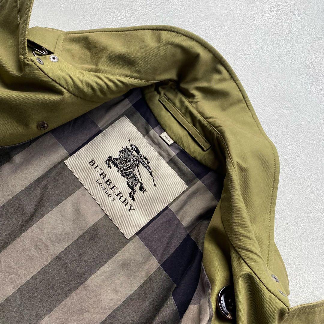 【未使用級/メガチェック】バーバリーロンドン トレンチ 46R カーキ