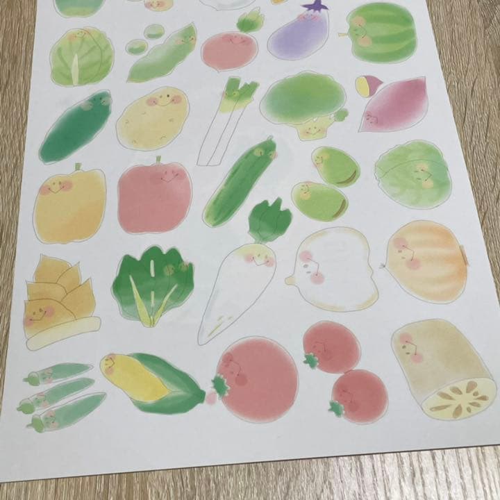 確認用♡野菜メモ♡手描き　フレークシール