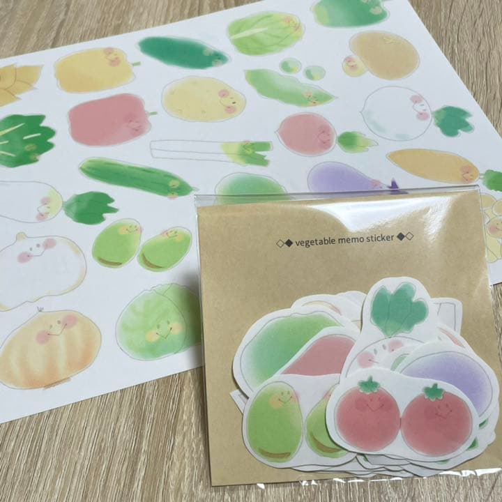 確認用♡野菜メモ♡手描き　フレークシール