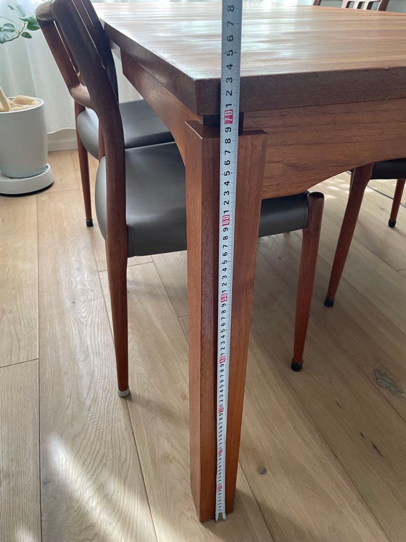 希少チーク　ダイニングテーブル1350からエクステンション1800