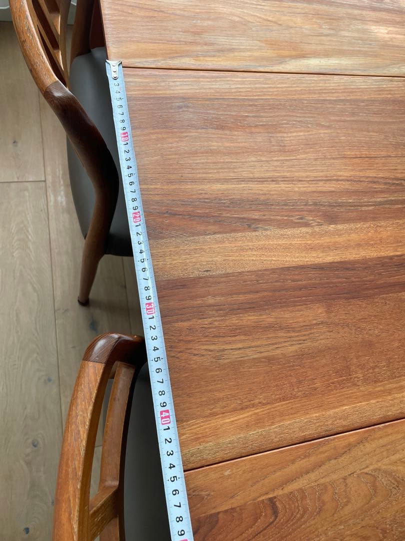 希少チーク　ダイニングテーブル1350からエクステンション1800