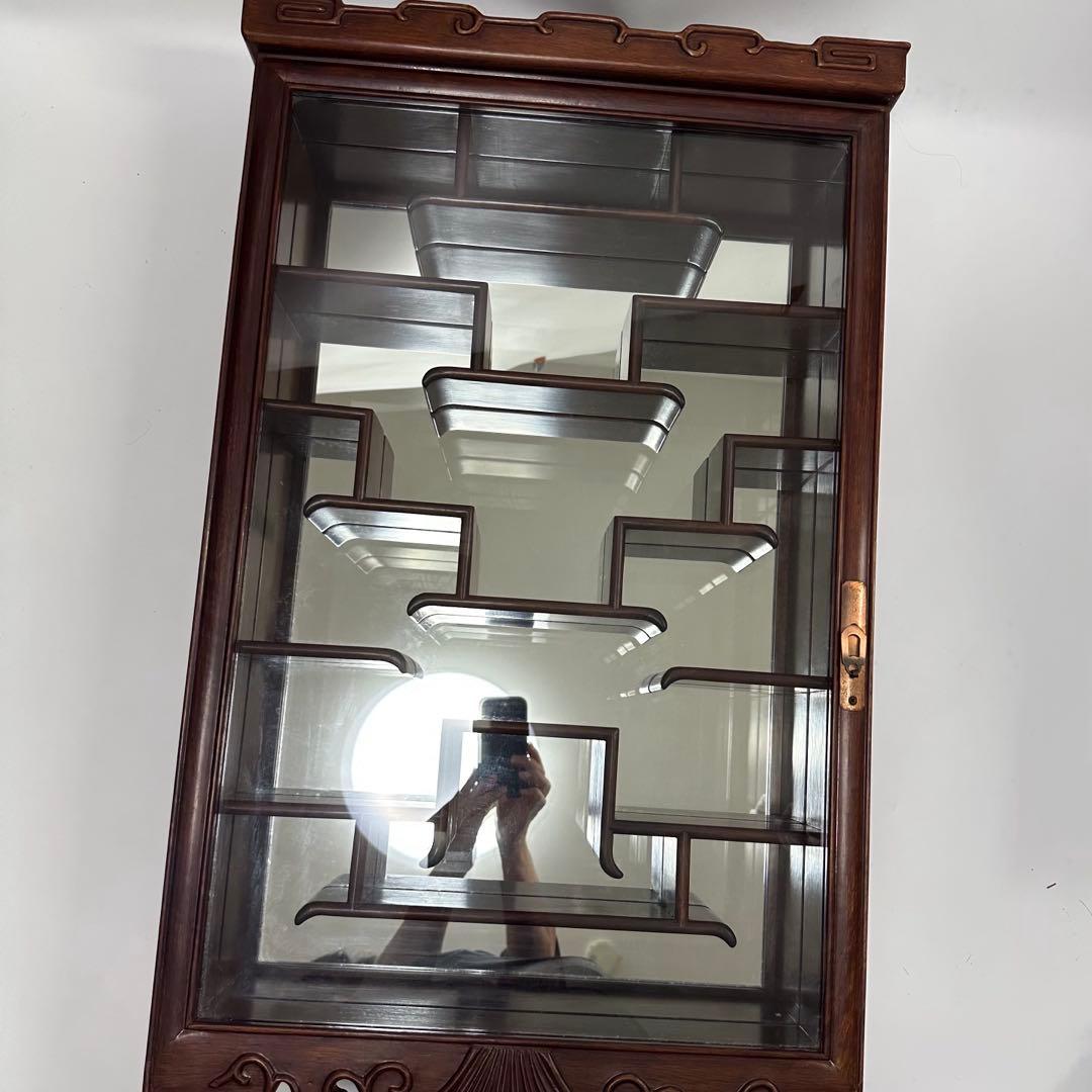 飾り棚 唐木 中国 古美術 アンティーク ビンテージ 鏡 壁掛け