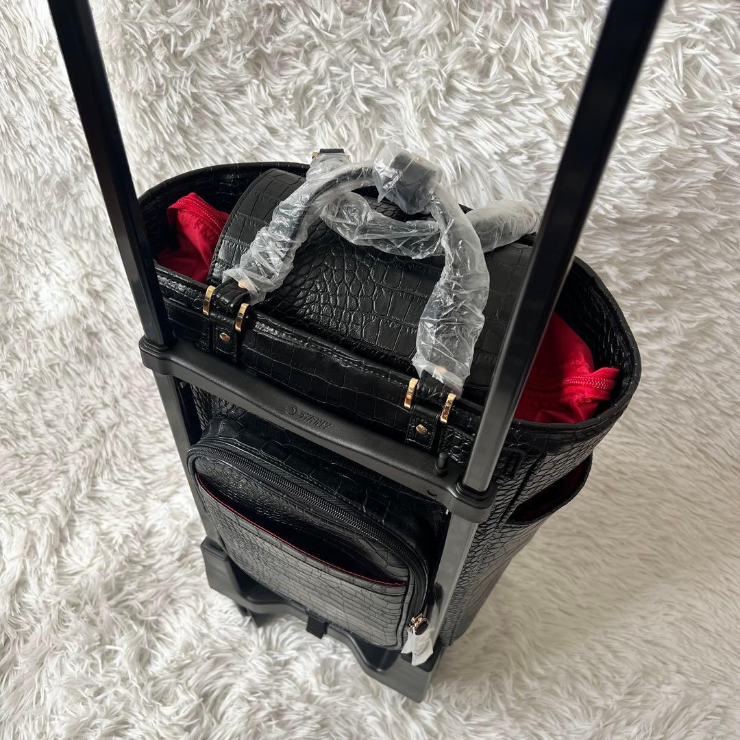 【新品未使用】SWANY スワニー キャリー クロコ型押し 黒 ４輪 Lサイズ