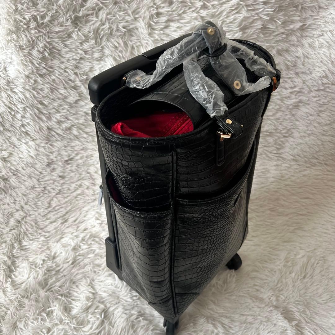 【新品未使用】SWANY スワニー キャリー クロコ型押し 黒 ４輪 Lサイズ