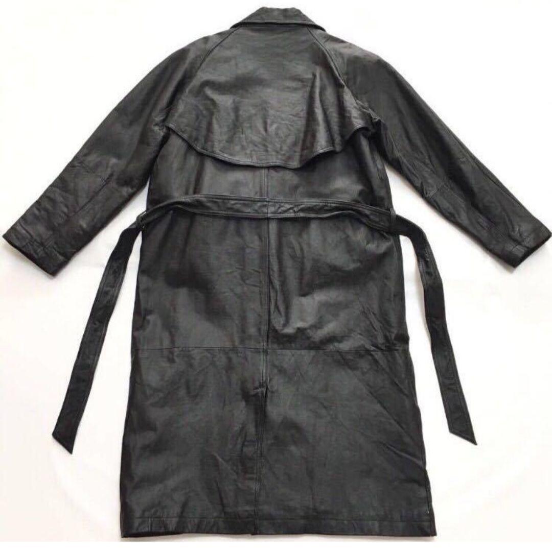 SHELTER BAY本革レザートレンチコートロングコートベルト付きヴィンテージ