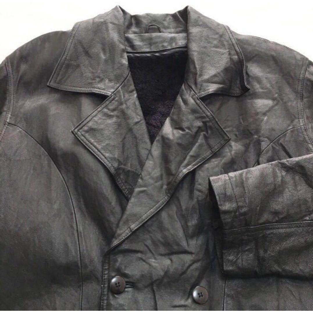 SHELTER BAY本革レザートレンチコートロングコートベルト付きヴィンテージ