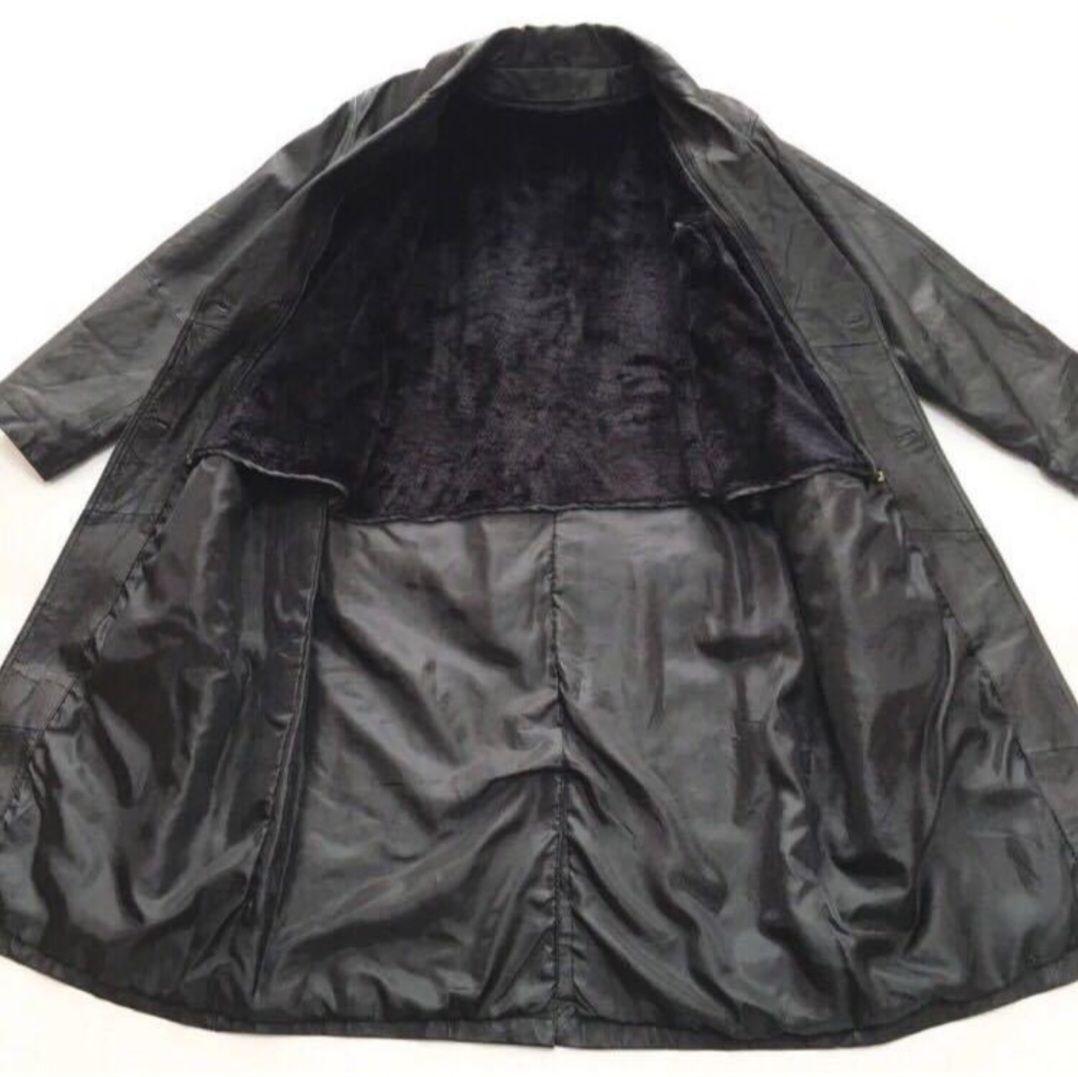 SHELTER BAY本革レザートレンチコートロングコートベルト付きヴィンテージ