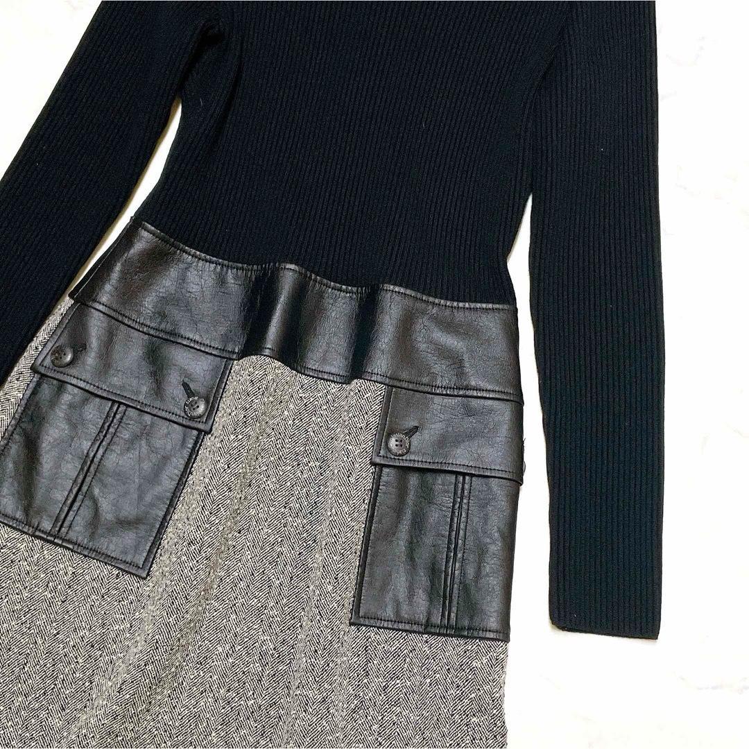 極美品 クリスチャン ディオールスポーツ ニット切替ワンピース ウール M