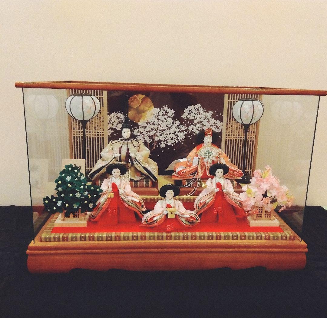 雛人形5人飾りガラスケース