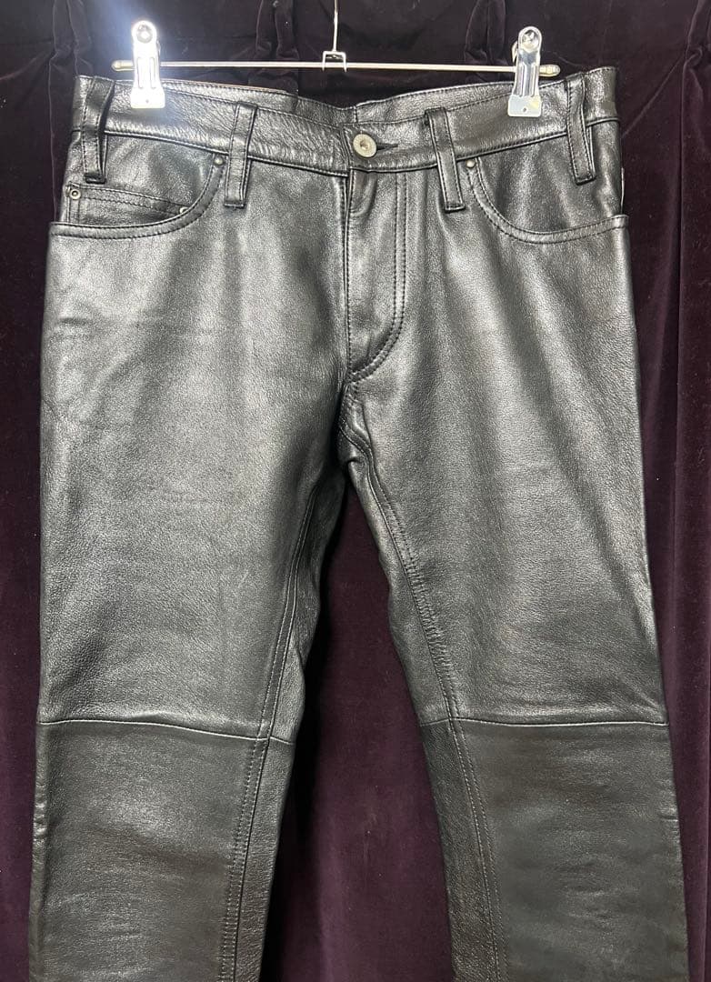 5351 POURLES HOMMES 5351プールオム レザーパンツ　黒　S