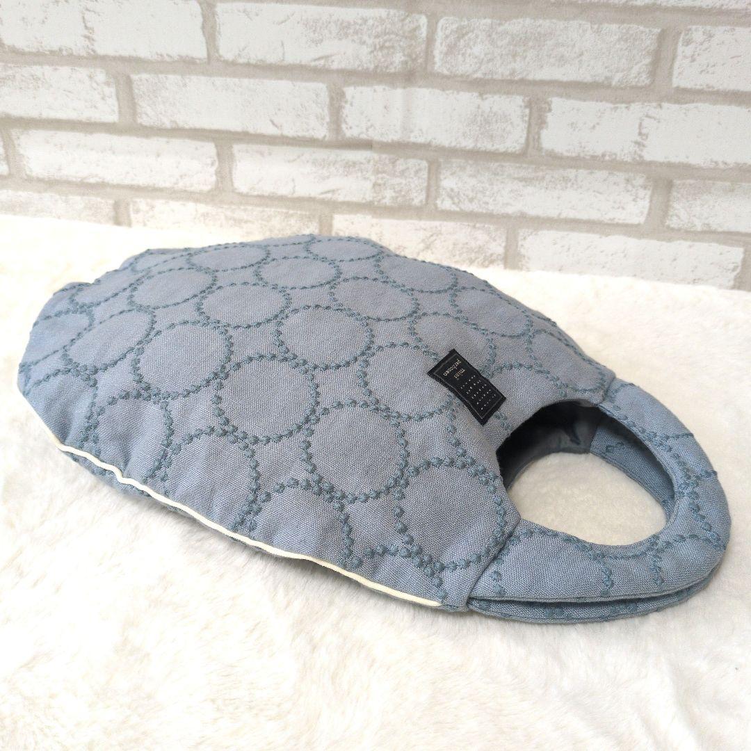 [美品] ミナ ペルホネン タンバリン エッグバッグ トートバッグ　水色 刺繍