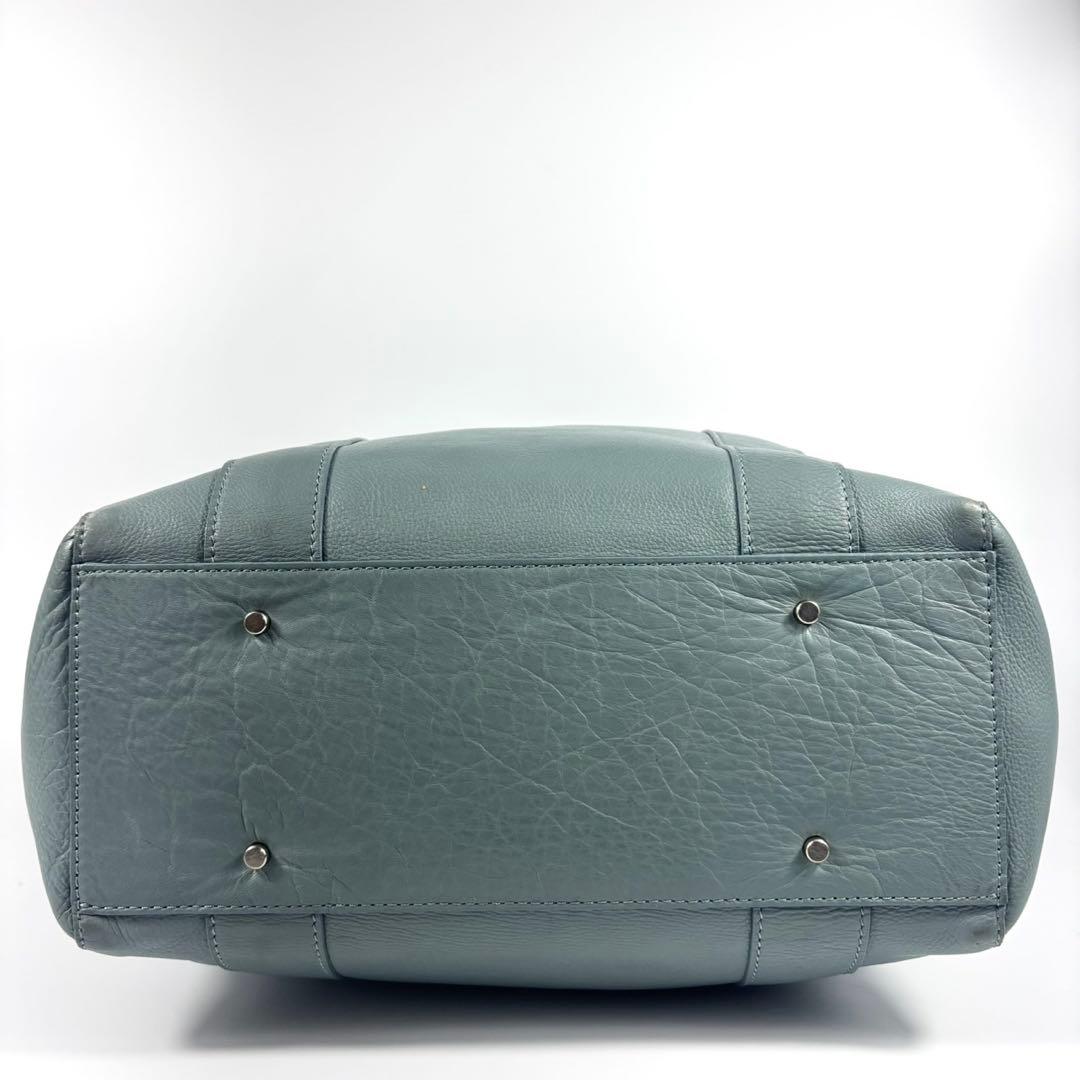 ✨極美品✨アニアリ トートバッグ A4可 レザー カモフラ 本革 くすみブルー