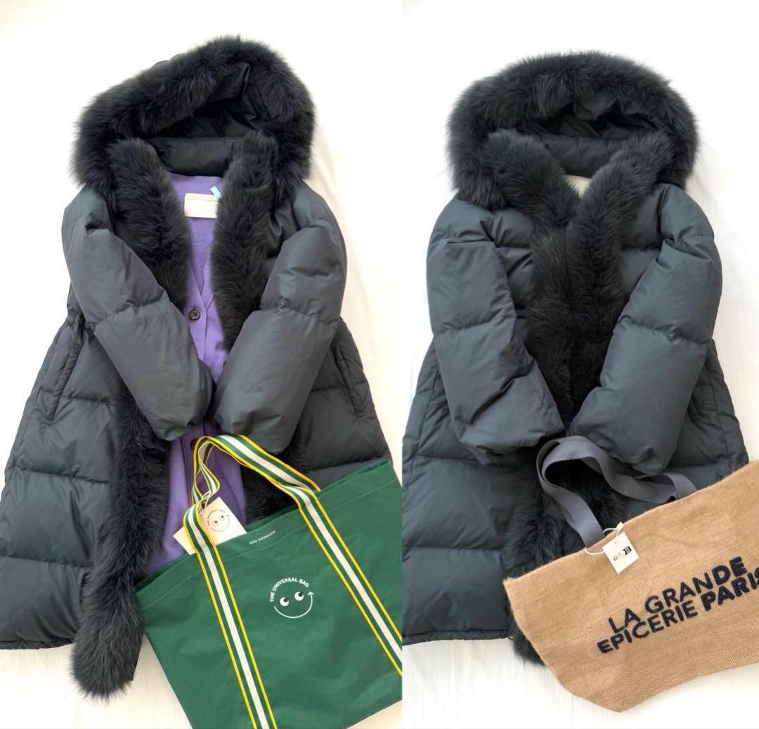 訳あり 極暖 フォックスファー大き目フードMYLAN ダウンコート 極上の着心地
