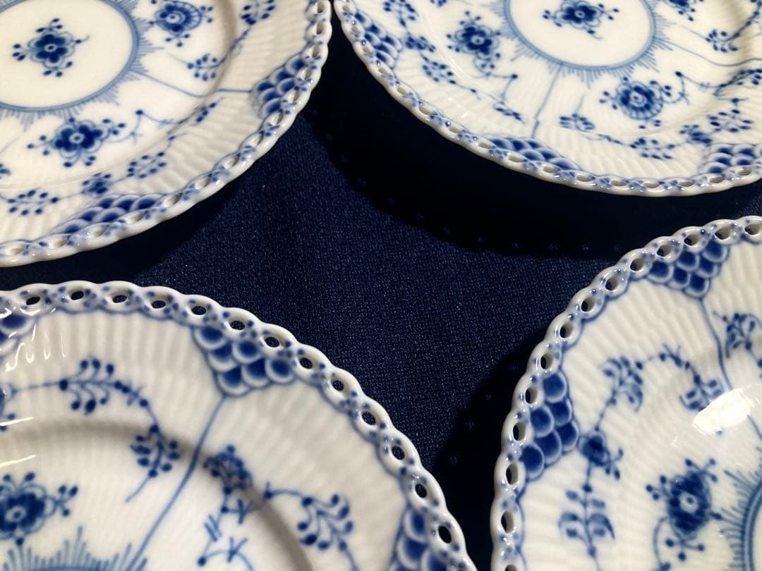 ロイヤルコペンハーゲンブルーフルーテッド フルレースプレート15㎝×6枚　綺麗