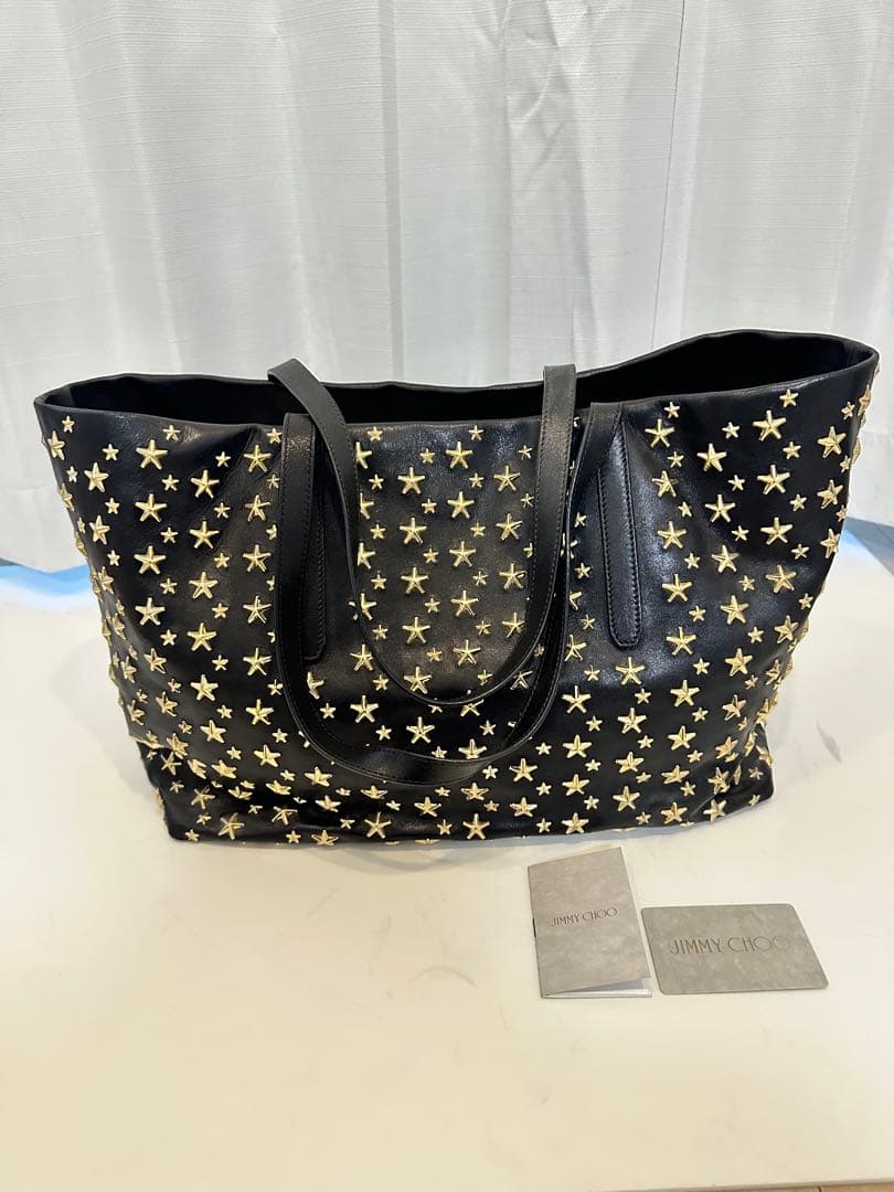 【美品】JIMMY CHOO 星スタッズ　レザートートバッグ