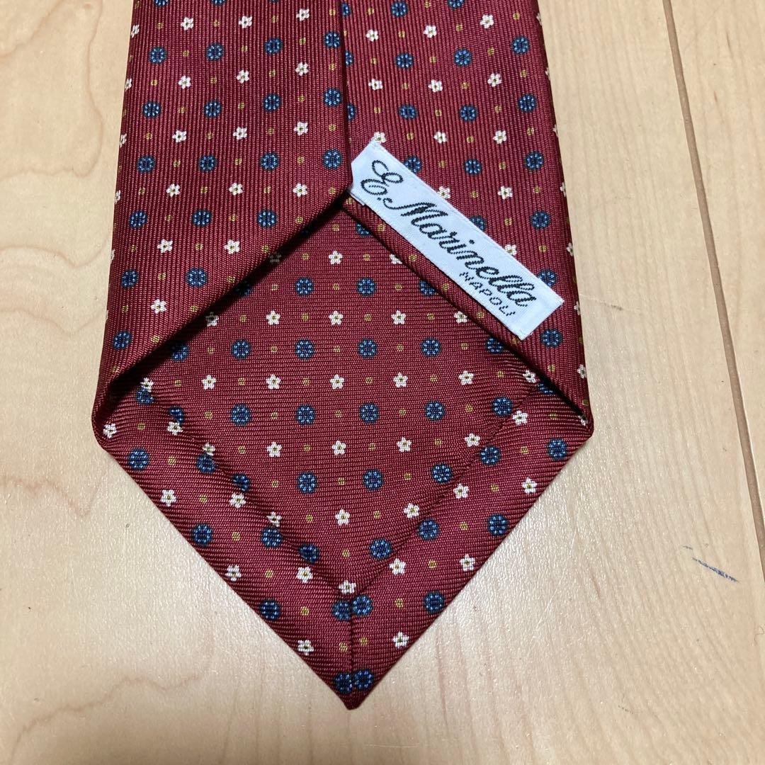 【新品同様　箱付き】マリネッラ　ネクタイ　ボルドー小紋柄