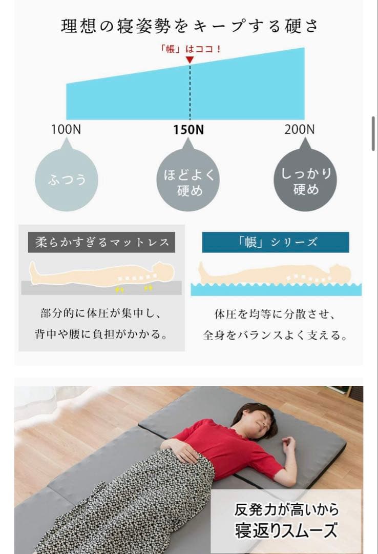 ★新品未開封★安眠工房 西川　点で支える三つ折りマットレス シングル