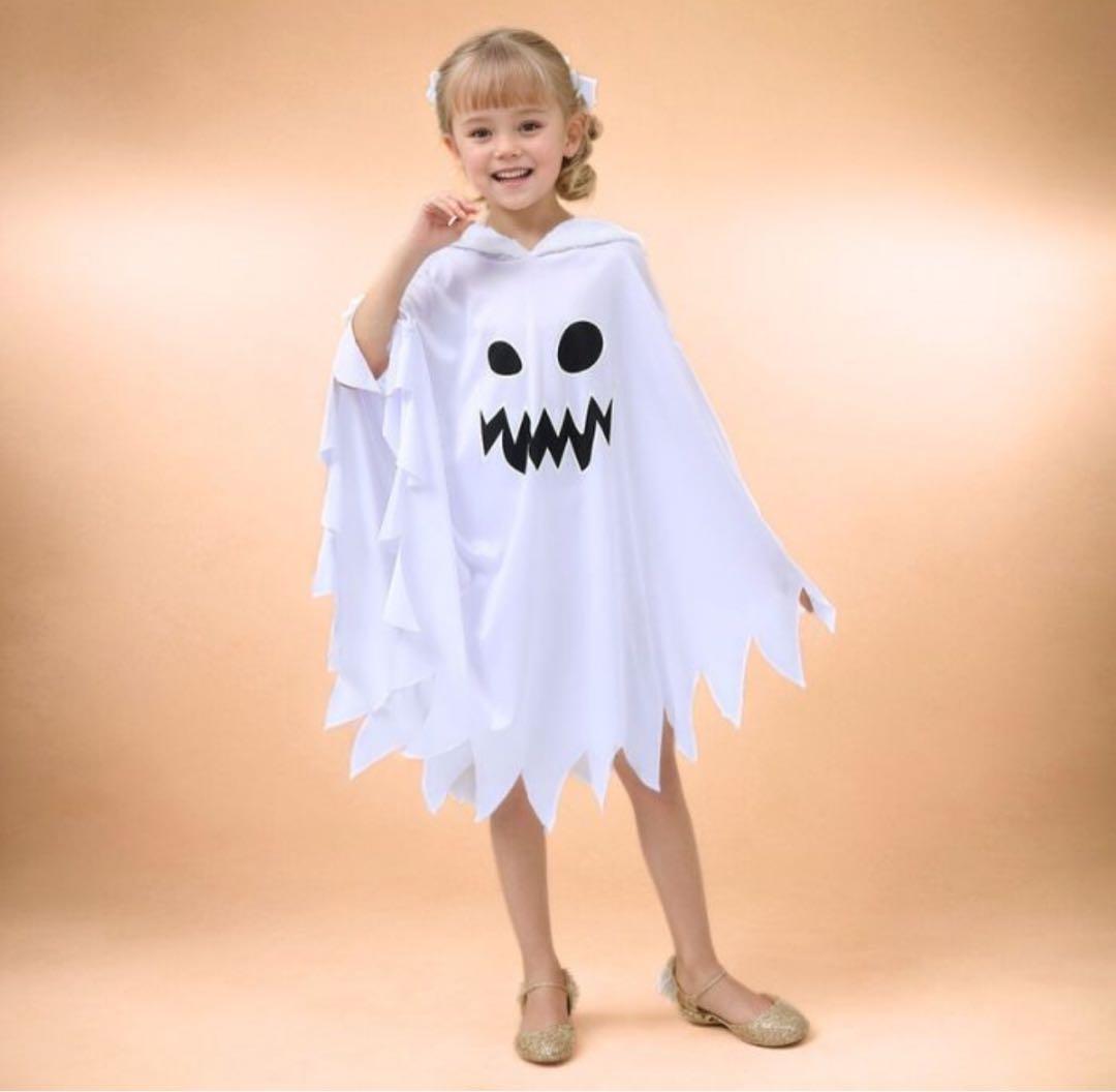 子ども フード付き おばけポンチョ ハロウィン 仮装 男の子 女の子