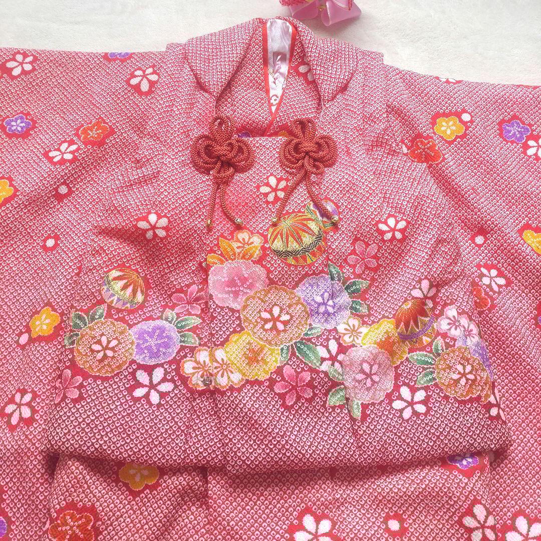 七五三　着物5点セット　3歳　90〜100cm　女の子　赤