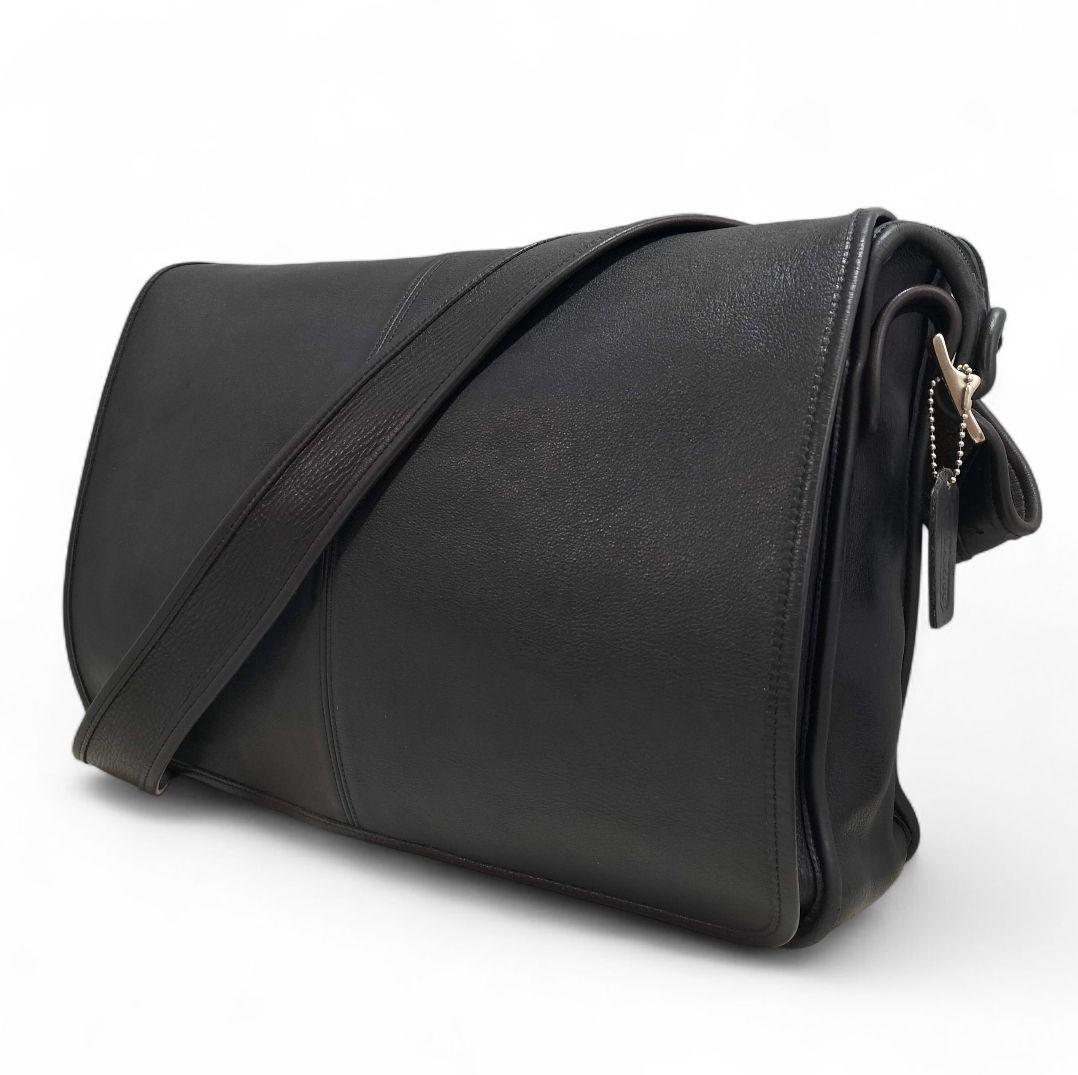 オールド コーチ 大容量 メッセンジャーバッグ 斜め掛け ショルダー 本革 黒