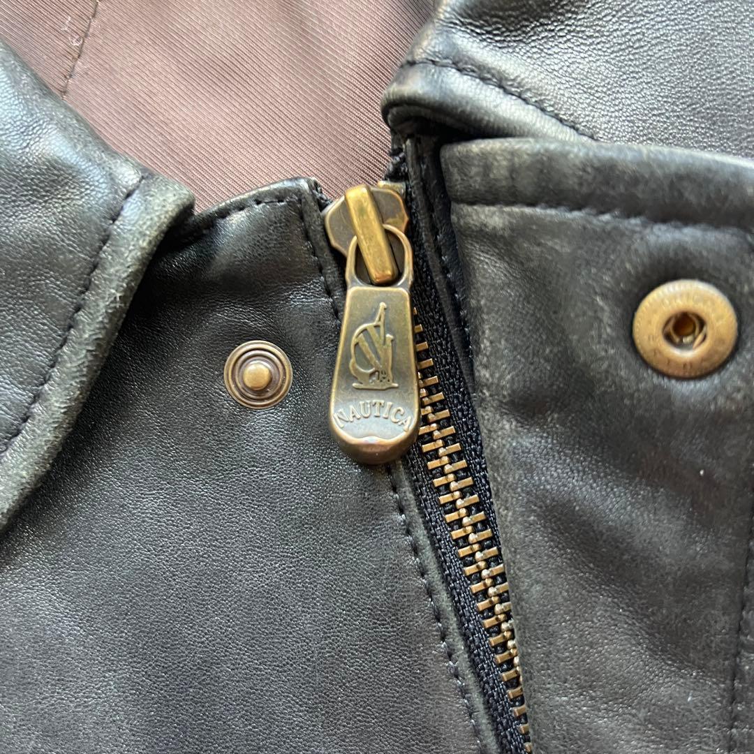80s~ NAUTICA レザージャケット　A2 短丈　海外ストリート　XL相当